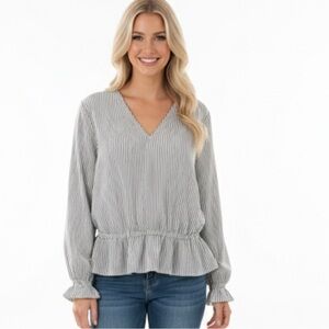 LOFT size XLarge pin striped peplum top